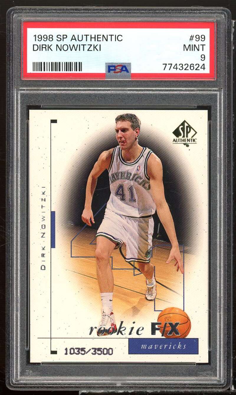 Dirk Nowitzki Rookie Card 1998-99 SP Authentic #99 PSA 9 Image 1