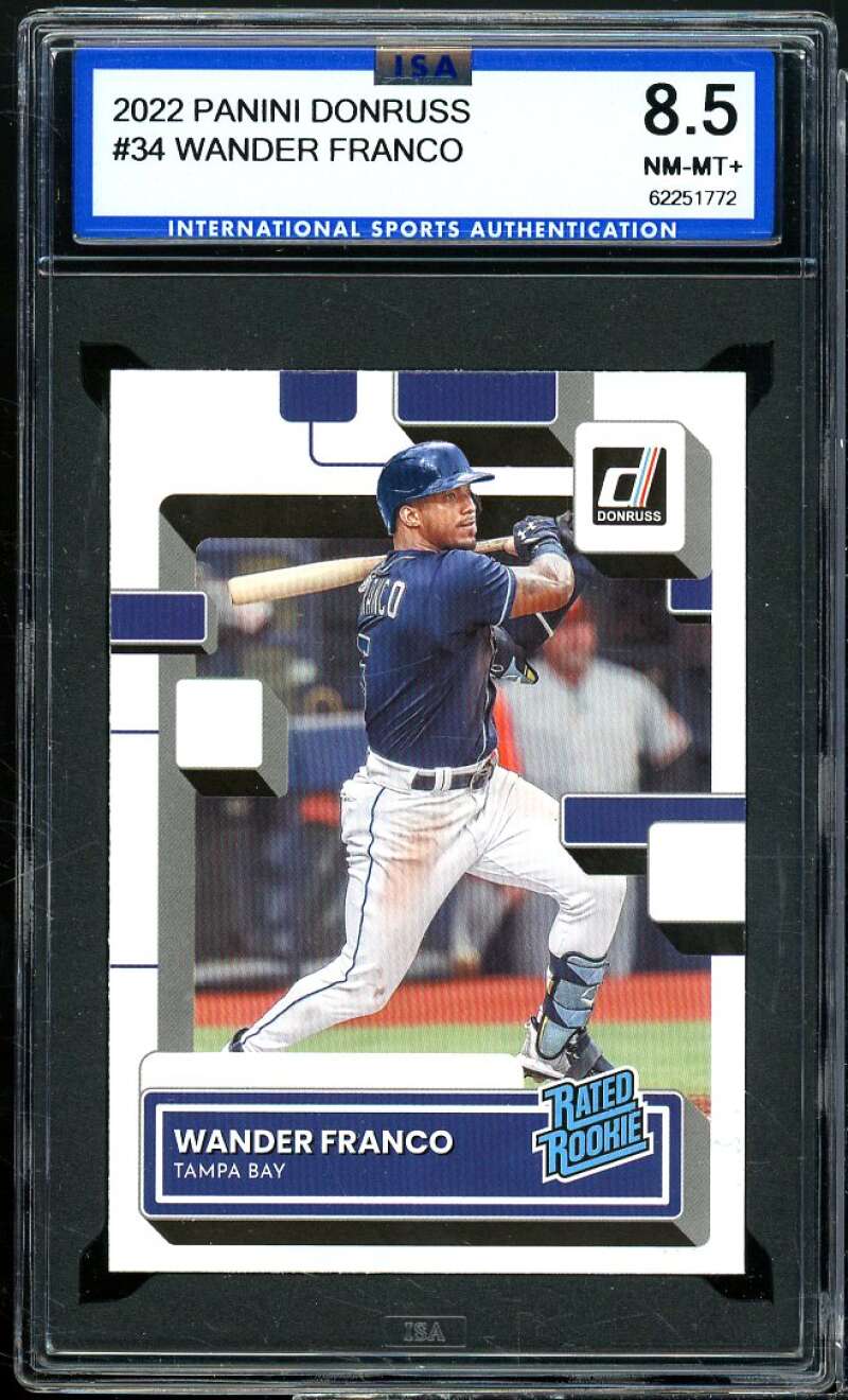 Wander Franco Rookie Card 2022 Panini Donruss #34 ISA 8.5 NM-MT+ Image 1