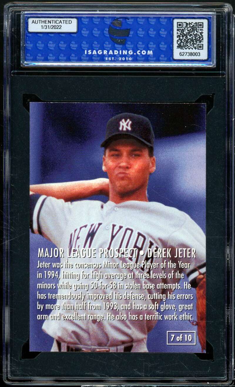 Derek Jeter Card 1995 Fleer ML Prospects #7 ISA 9 MINT Image 2