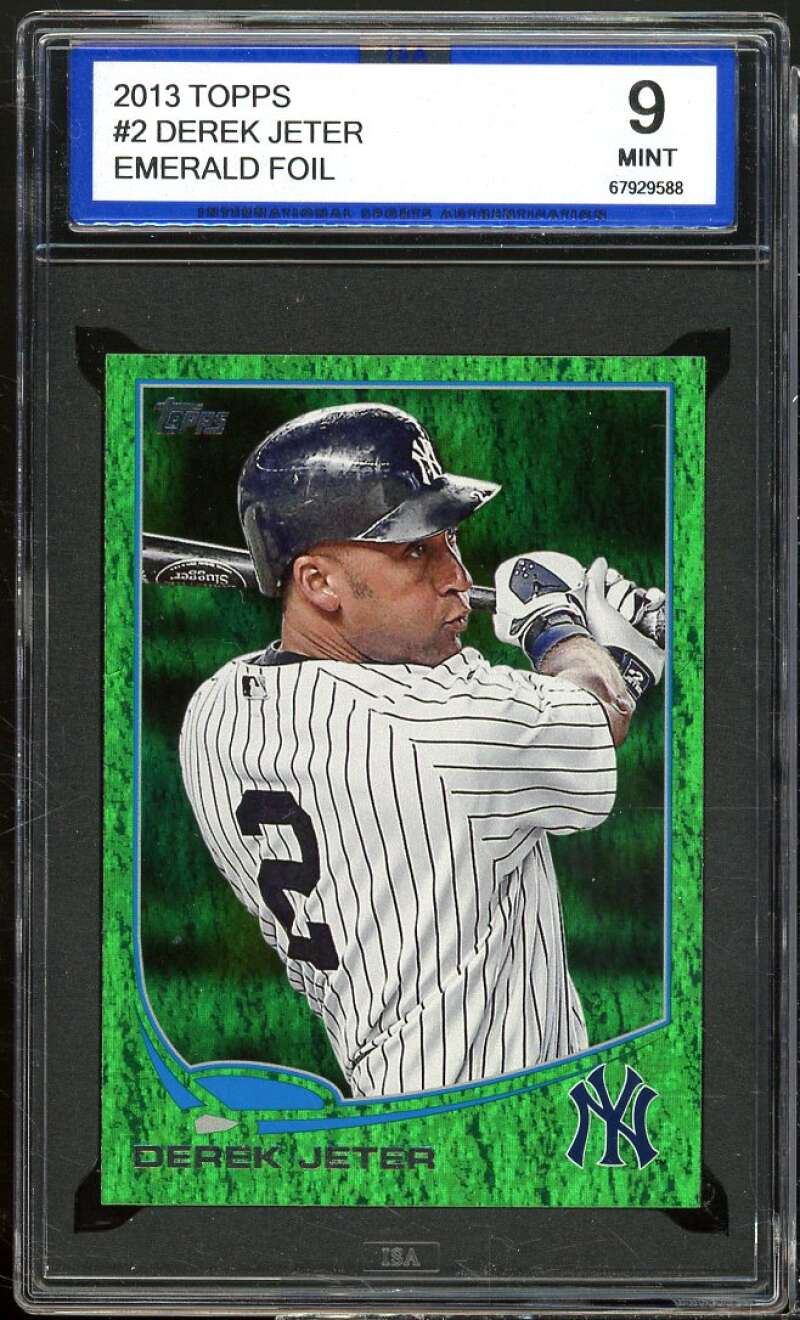 Derek Jeter Card 2013 Topps Emerald Foil #2 ISA 9 MINT Image 1