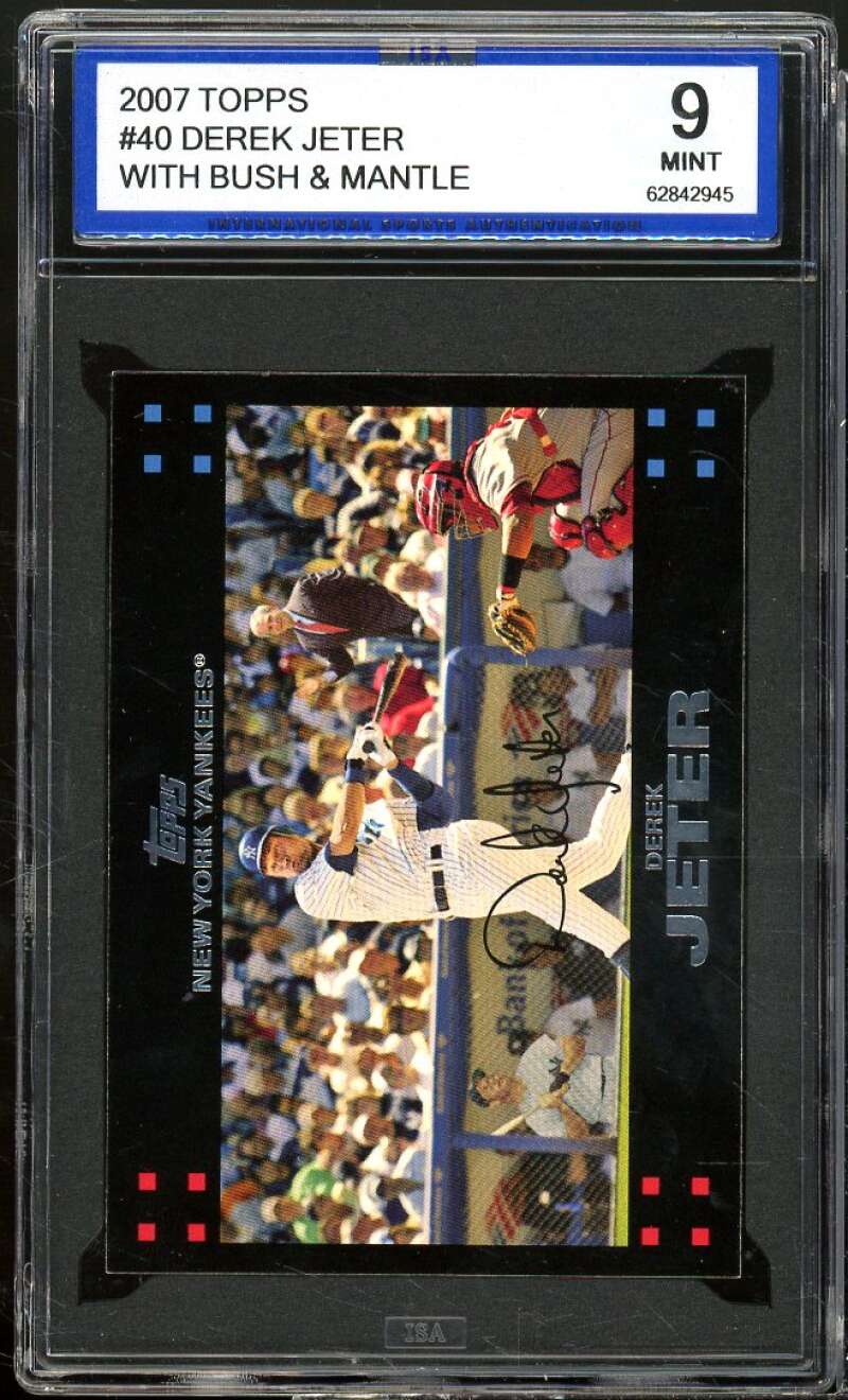 George Bush / Mickey Mantle / Derek Jeter Card 2007 Topps #40 ISA 9 MINT Image 1