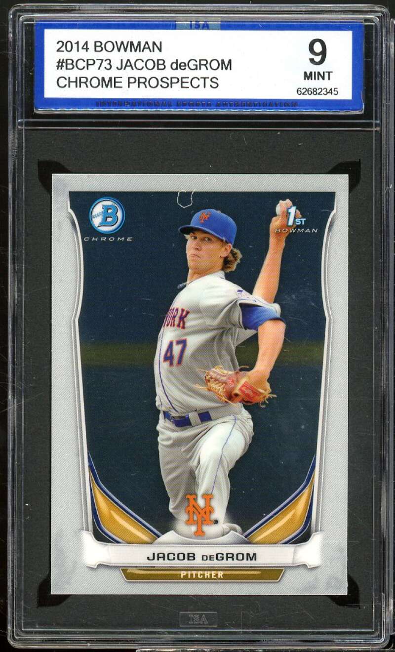 Jacob deGrom Rookie Card 2014 Bowman Chrome Prospects #BCP73 ISA 9 MINT Image 1