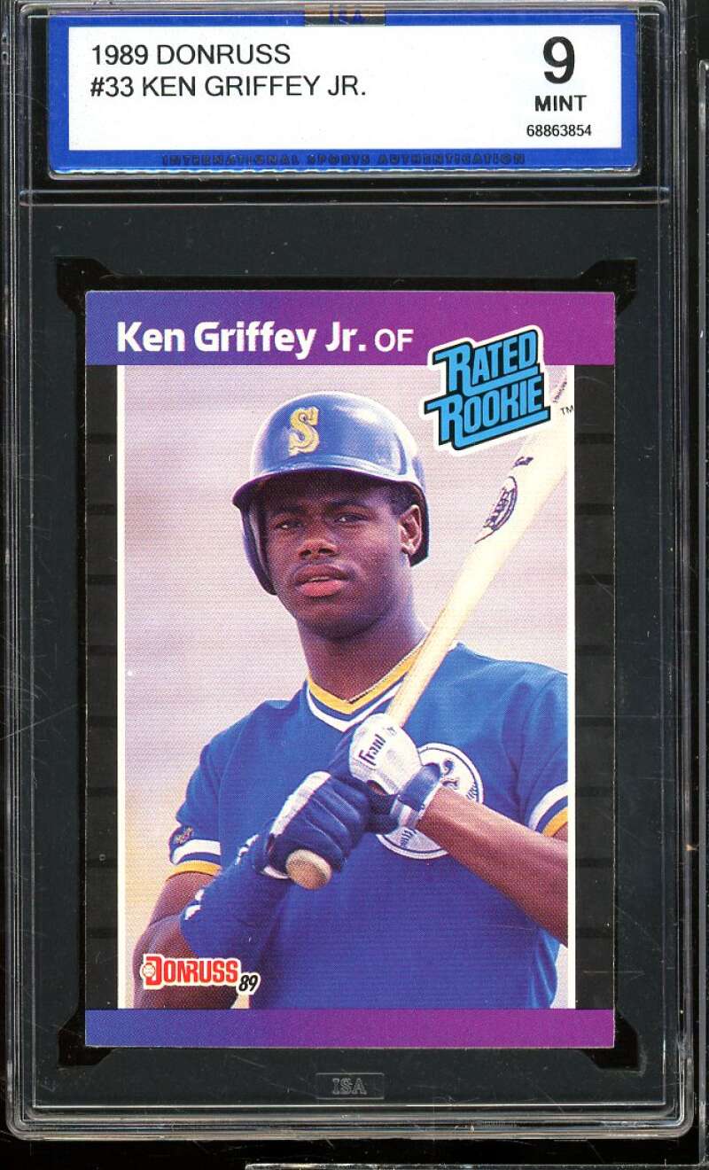 Ken Griffey Jr. Rookie Card 1989 Donruss #33 ISA 9 MINT Image 1