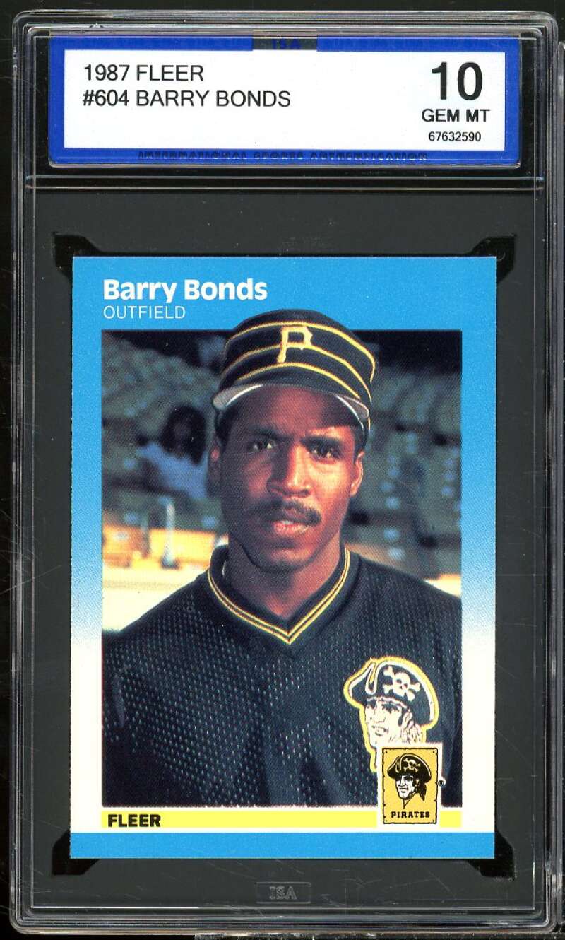 Barry Bonds Rookie Card 1987 Fleer #604 ISA 10 GEM MINT Image 1