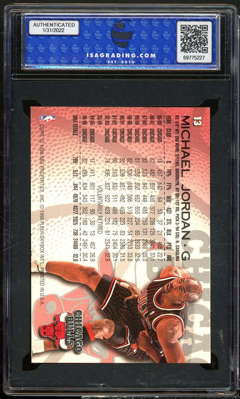 Michael Jordan Card 1996-97 Fleer #13 ISA 8.5 NM-MT+ Image 2