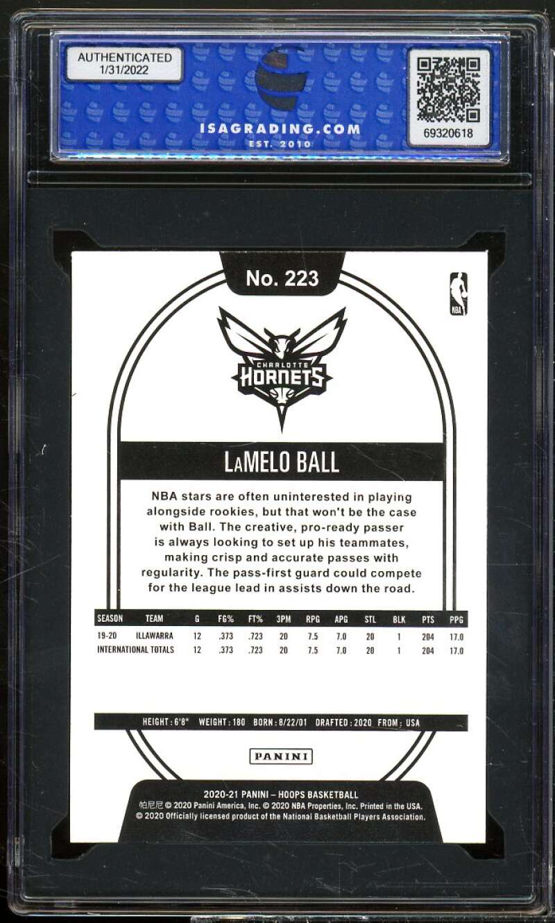 LaMelo Ball Rookie Card 2020-21 Hoops #223 ISA 9 MINT Image 2