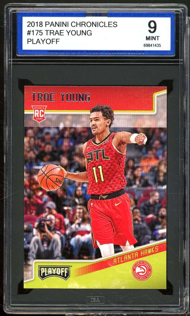 Trae Young Rookie Card 2018-19 Panini Chronicles Playoff #175 ISA 9 MINT Image 1