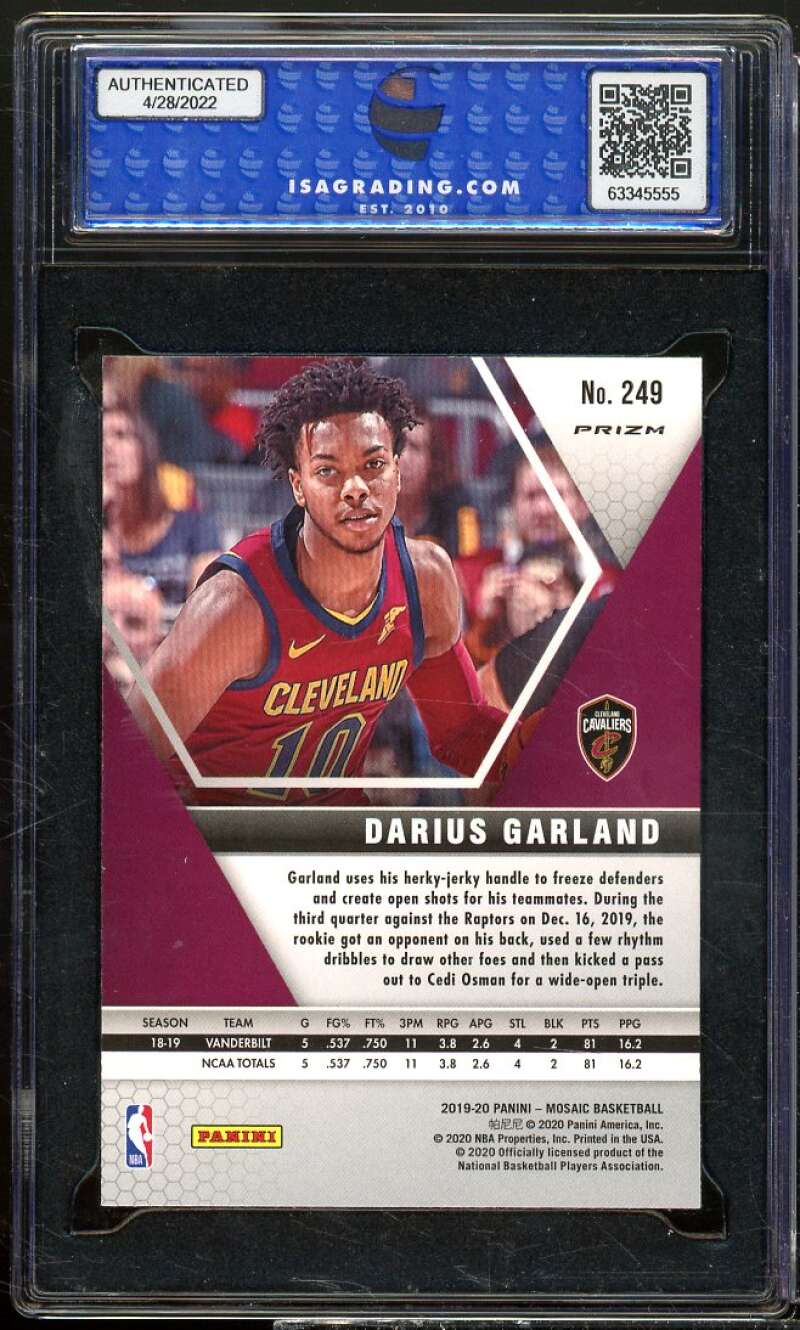 Darius Garland Rookie 2019-20 Panini Mosaic Green Mosaic #249 ISA 10 GEM MINT Image 2