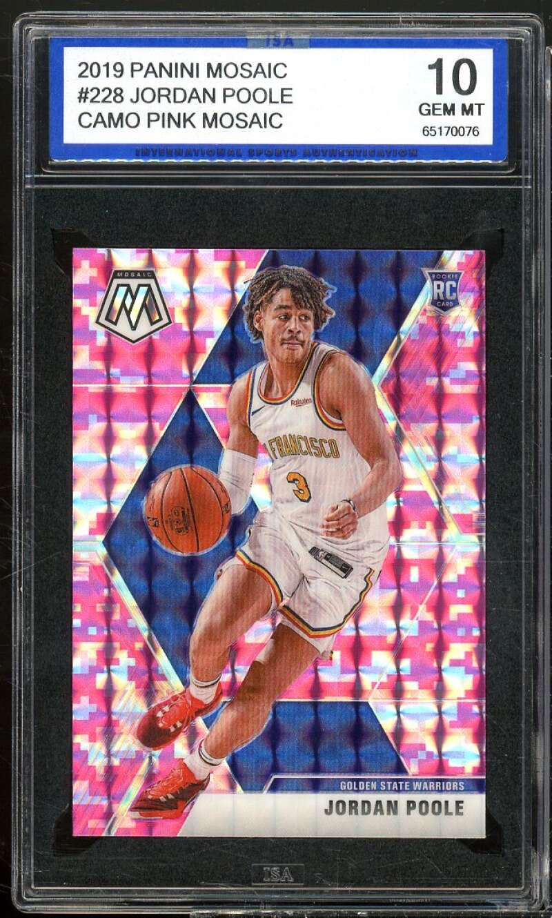 Jordan Poole Rookie 2019-20 Panini Mosaic Camo Pink Mosaic #228 ISA 10 GEM MINT Image 1