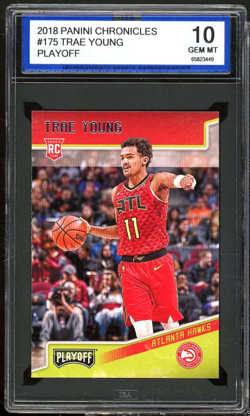 Trae Young Rookie Card 2018-19 Panini Chronicles Playoff #175 ISA 10 GEM MINT Image 1