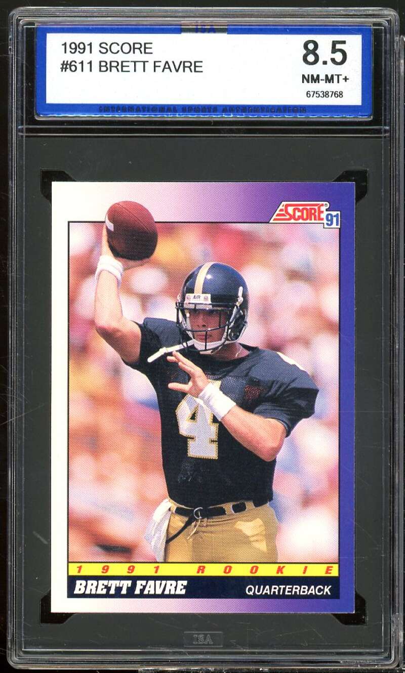 Brett Favre Rookie Card 1991 Score #611 ISA 8.5 NM-MT+ Image 1