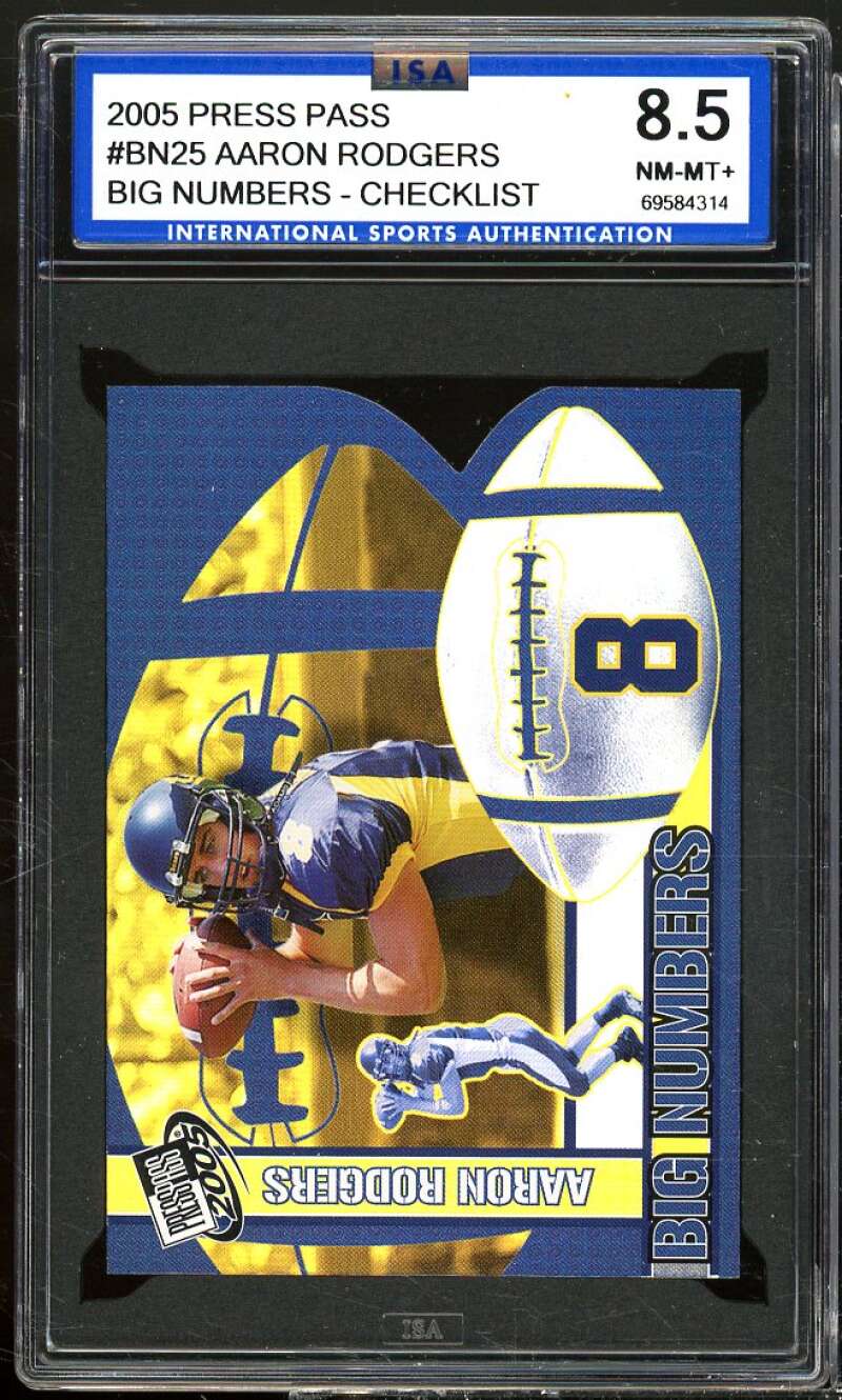 Aaron Rodgers Rookie 2005 Press Pass Big Numbers Checklist #BN25 ISA 8.5 NM-MT+ Image 1