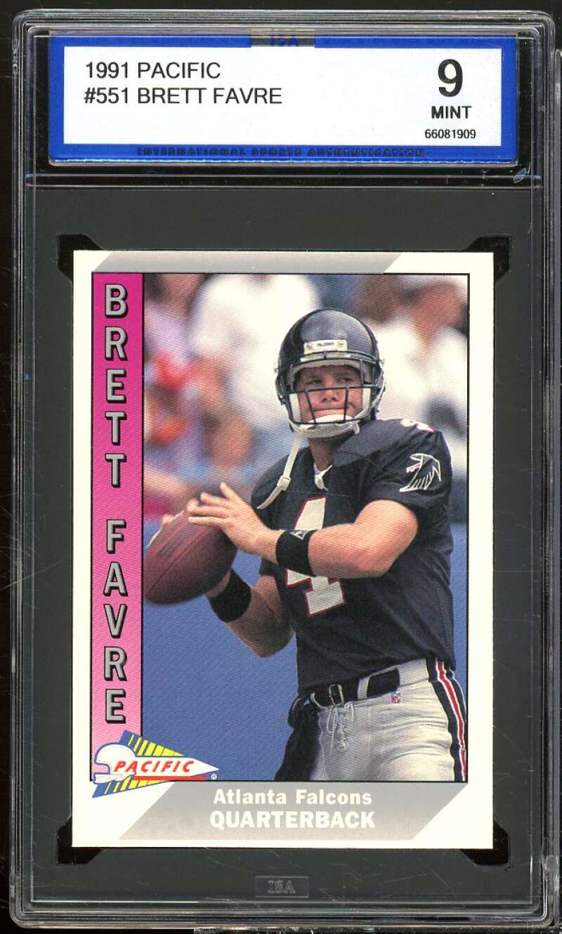 Brett Favre Rookie Card 1991 Pacific #551 ISA 9 MINT Image 1