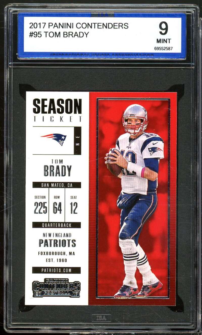 Tom Brady Card 2017 Panini Contenders #95 ISA 9 MINT Image 1