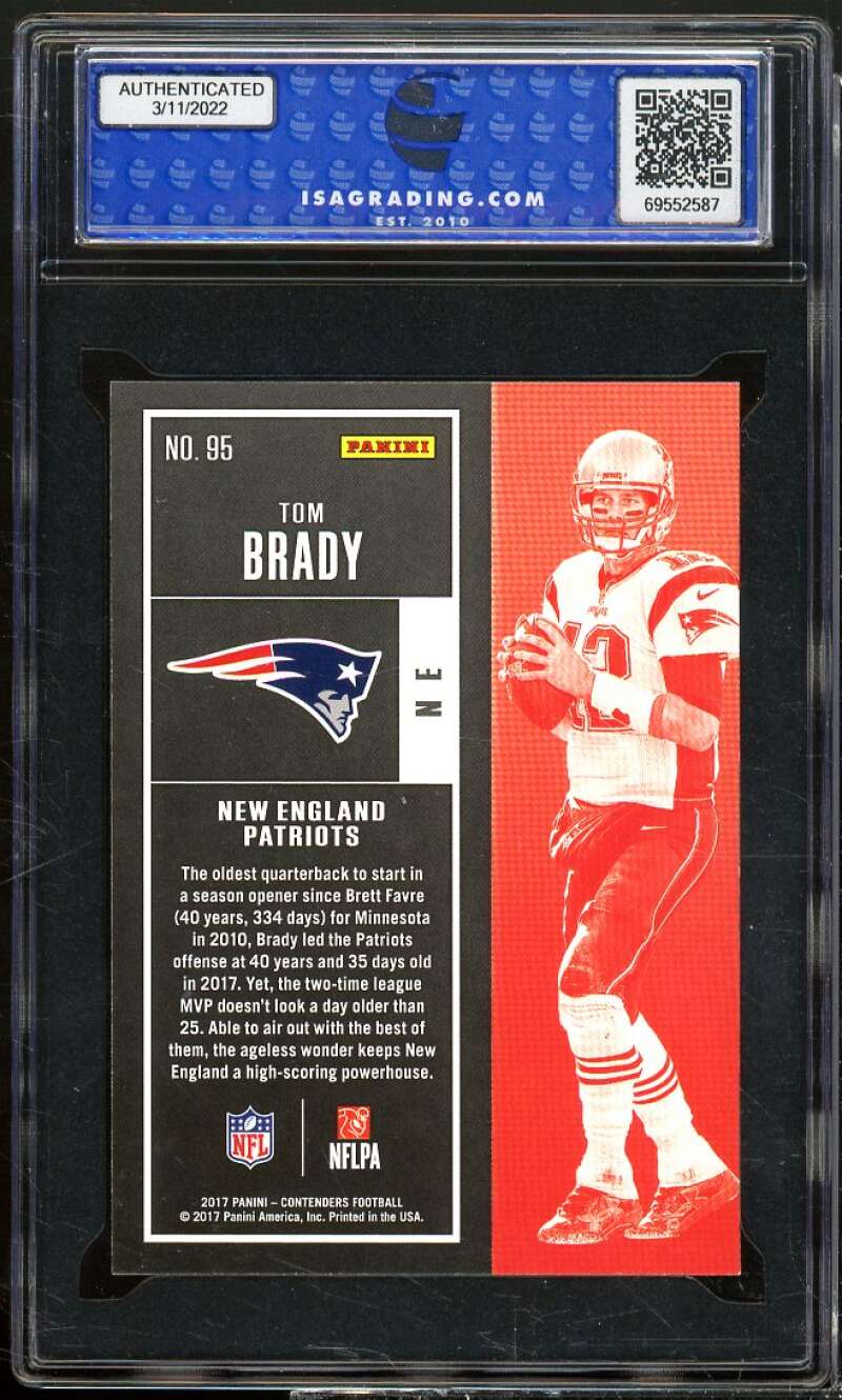 Tom Brady Card 2017 Panini Contenders #95 ISA 9 MINT Image 2