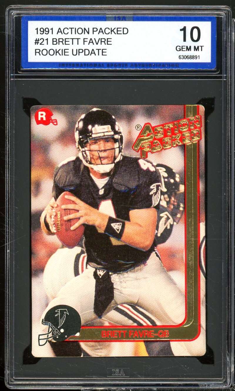 Brett Favre Rookie Card 1991 Action Packed Rookie Update #21 ISA 10 GEM MINT Image 1