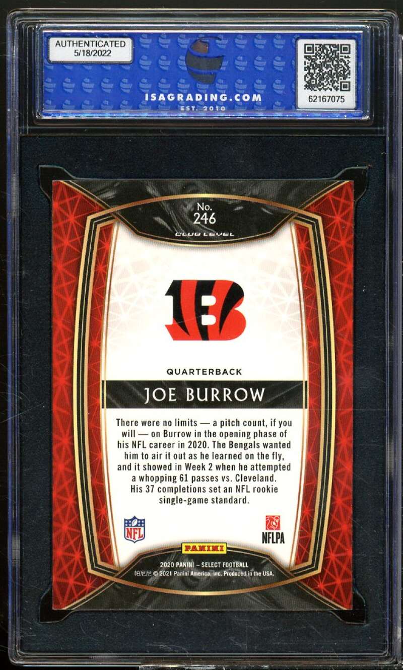 Joe Burrow Rookie Card 2020 Panini Select #246 ISA 10 GEM MINT Image 2