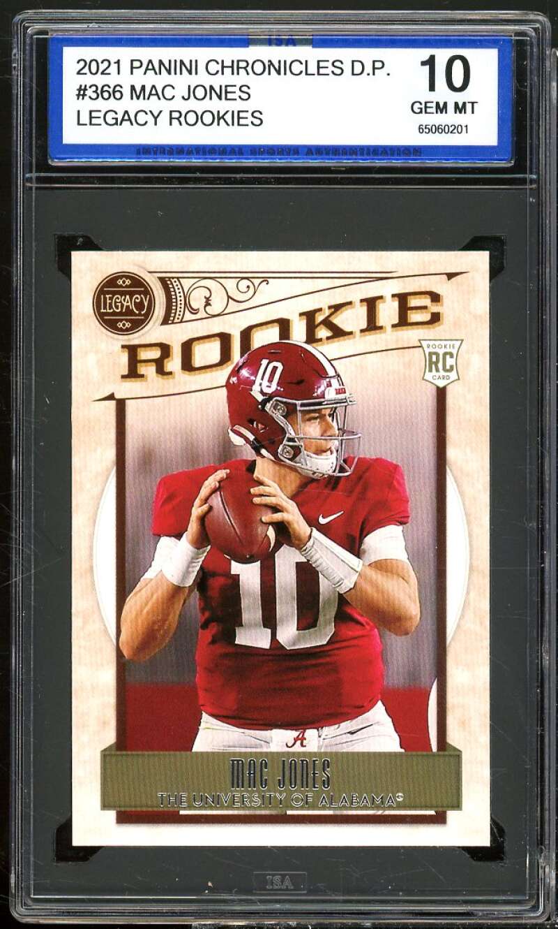 Mac Jones Rookie Card 2021 Panini Chronicles D.P. Legacy #366 ISA 10 GEM MINT Image 1