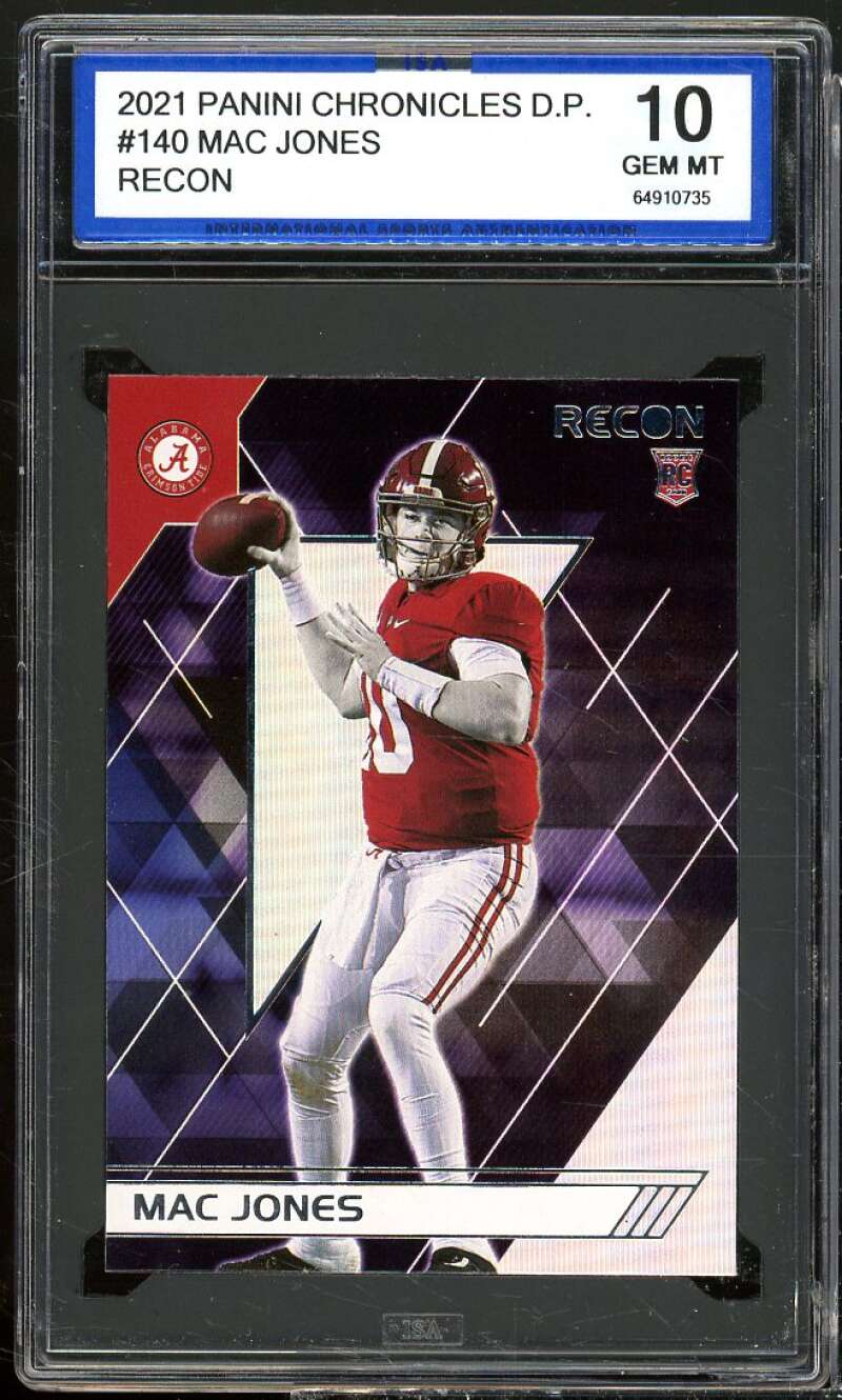 Mac Jones Rookie Card 2021 Panini Chronicles D.P. Recon #140 ISA 10 GEM MINT Image 1