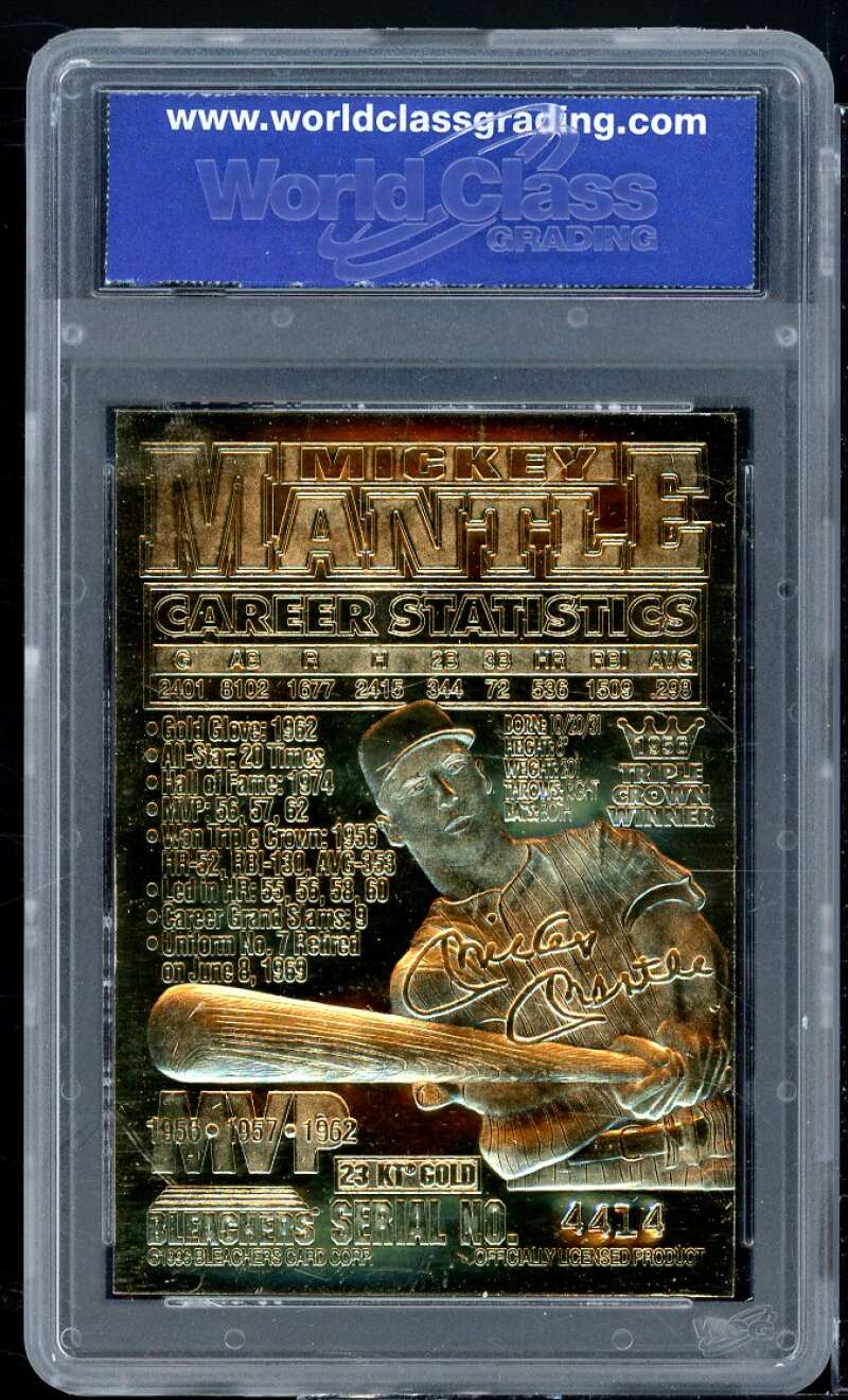 Mickey Mantle Card 1996 Bleachers 23K Gold The Commerce Comet #NNO WCG 10 GEM MT Image 2