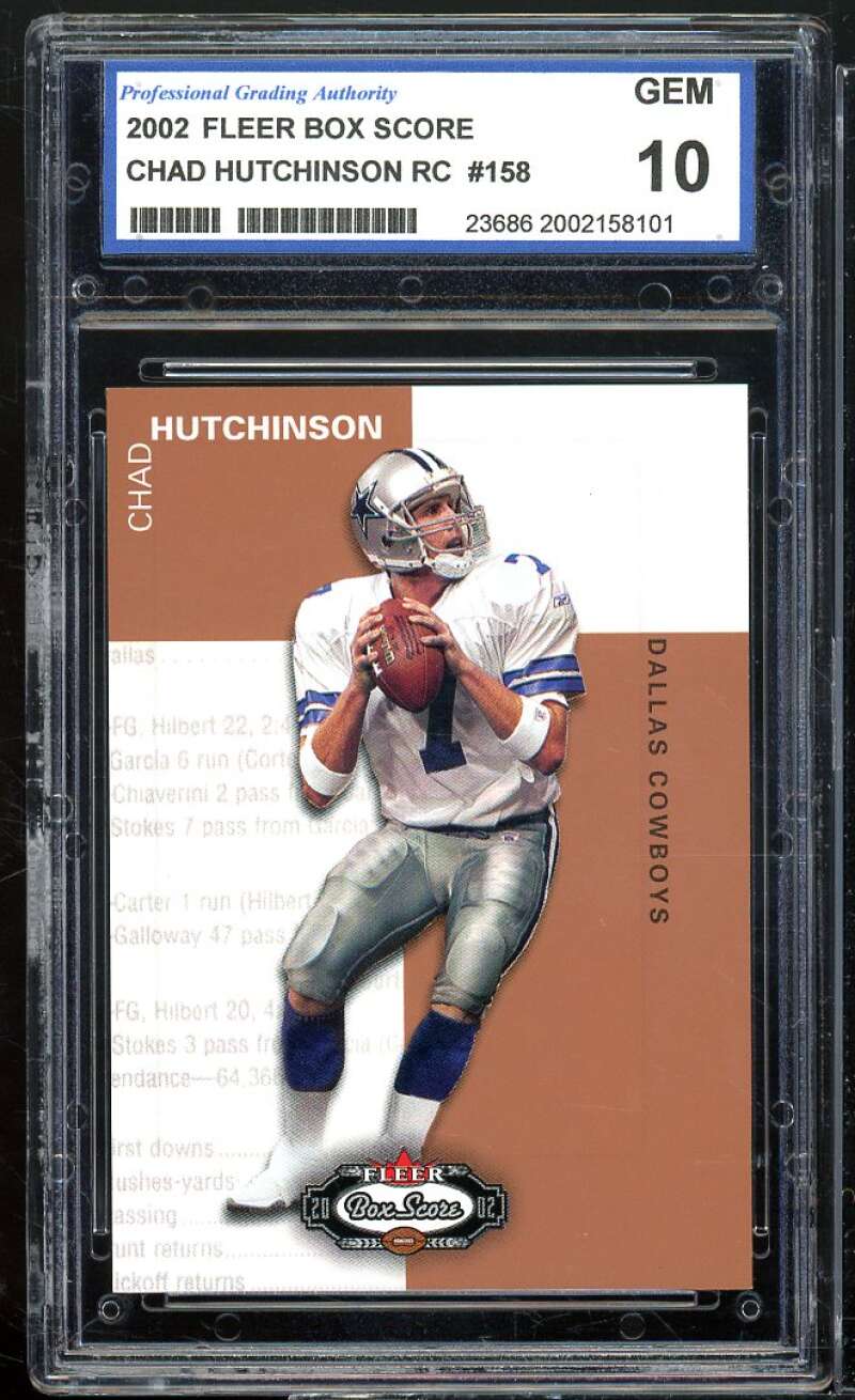 Chad Hutchinson Rookie Card 2002 Fleer Box Score #158 PGA 10 GEM MT Image 1