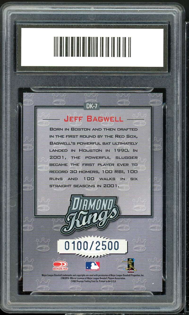 Jeff Bagwell Card 2002 Donruss Diamond Kings #DK-7 GMA 8 NM-MT Image 2