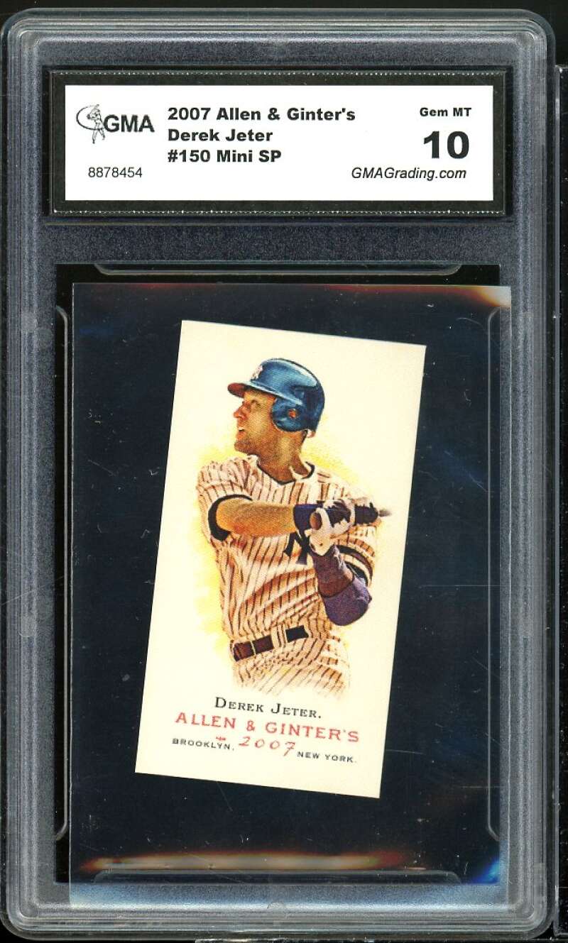 Derek Jeter Card 2007 Allen Ginter's SP Mini #150 GMA 10 GEM MT Image 1