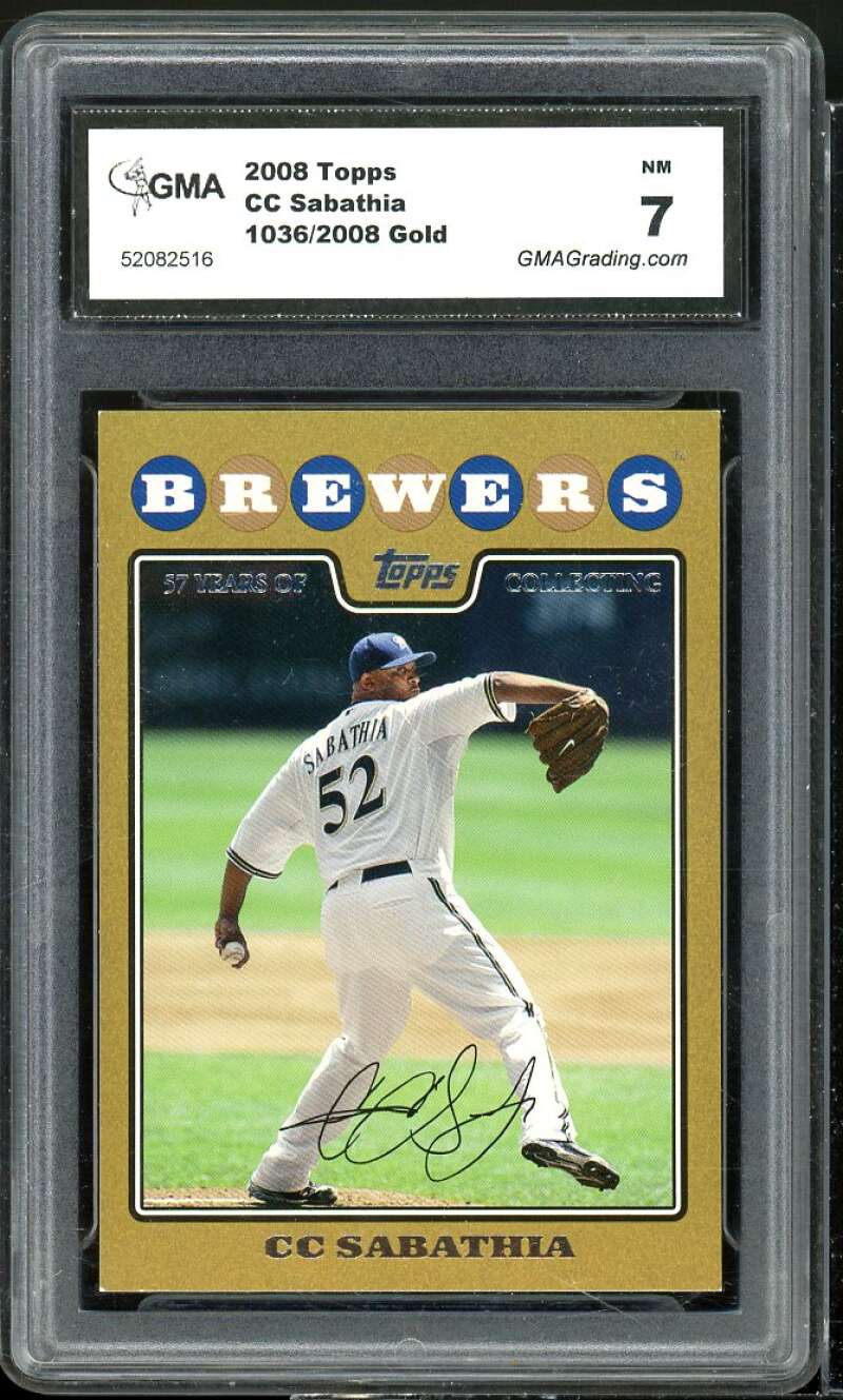 CC Sabathia Card 2008 Topps Gold #UH300 GMA 7 NM Image 1