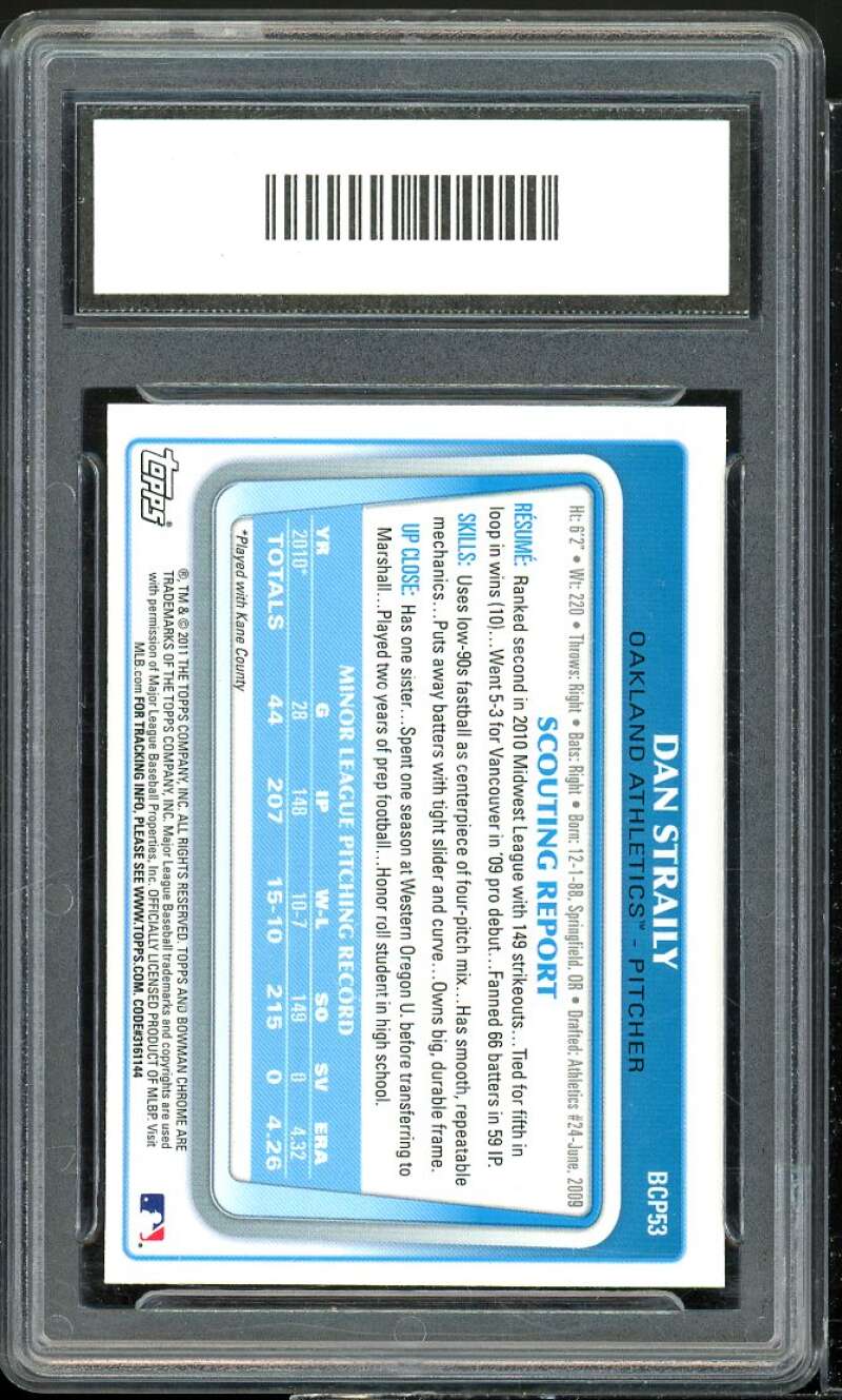 Dan Straily Rookie Card 2011 Bowman Chrome Prospects #BCP53 GMA 10 GEM MT Image 2