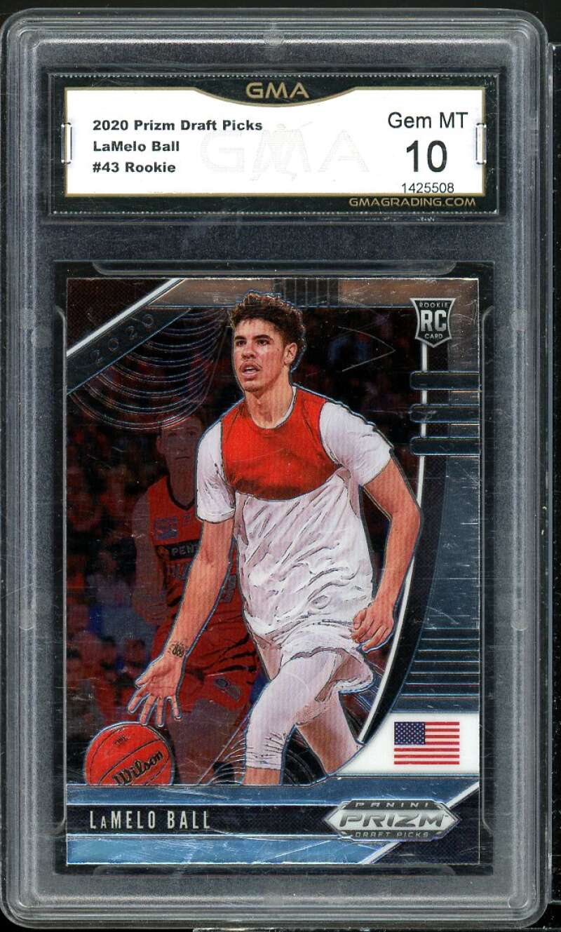 LaMelo Ball Rookie Card 2020-21 Panini Prizm Draft Picks #12 GMA 10 GEM MT Image 1