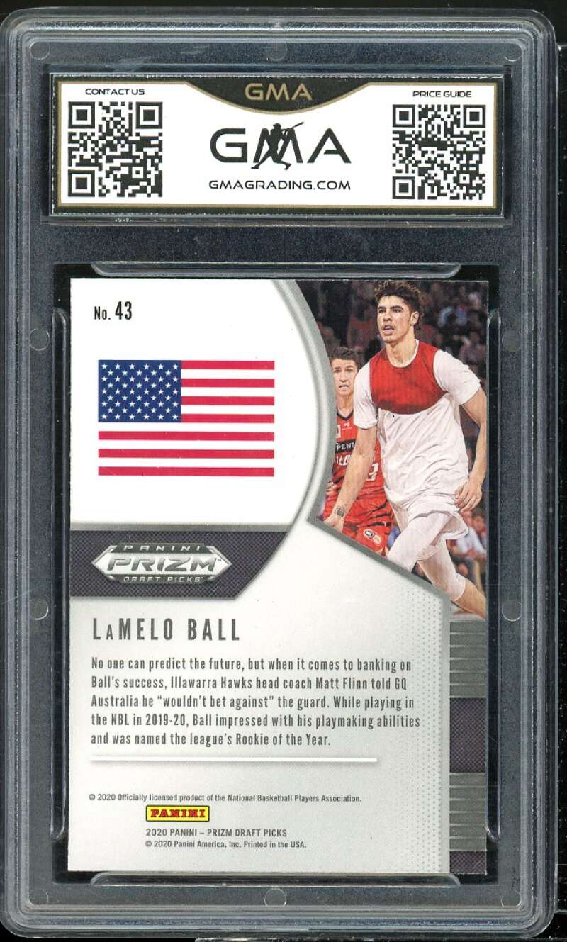 LaMelo Ball Rookie Card 2020-21 Panini Prizm Draft Picks #12 GMA 10 GEM MT Image 2