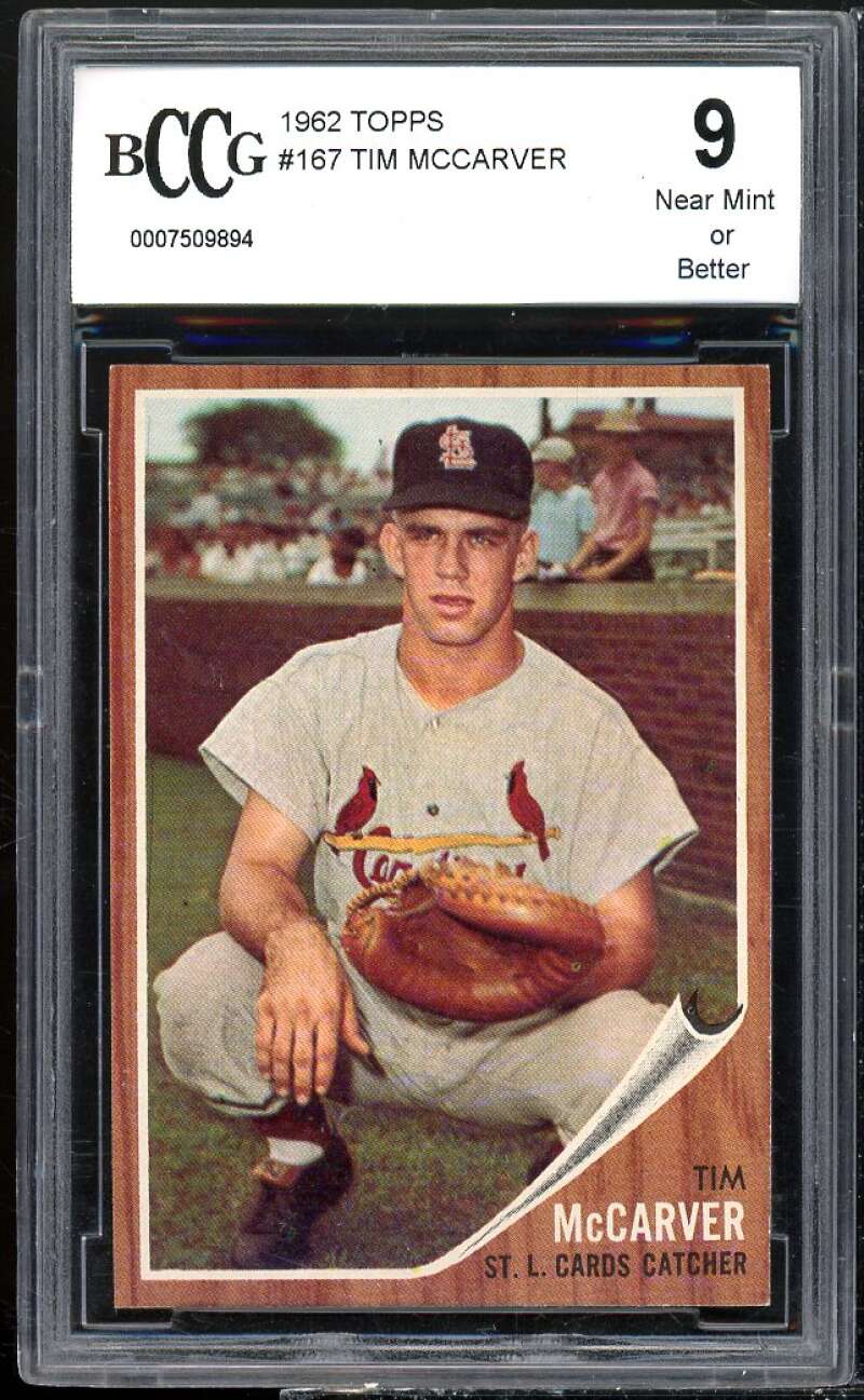 1962 Topps #167 Tim McCarver Rookie Card BCCG 9 Near Mint+ Image 1