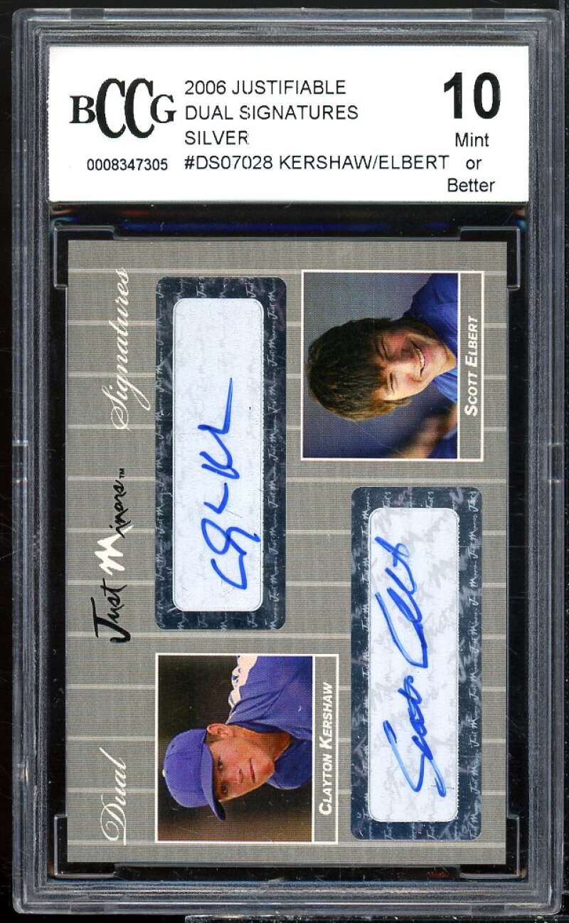 2006 Justifiable Dual Silver Signatures #7028 Clayton Kershaw Rookie BGS BCCG 10 Image 1