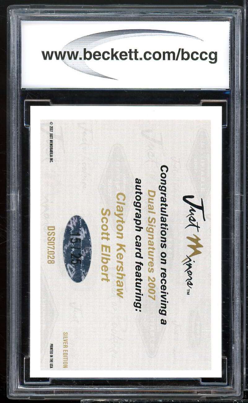 2006 Justifiable Dual Silver Signatures #7028 Clayton Kershaw Rookie BGS BCCG 10 Image 2