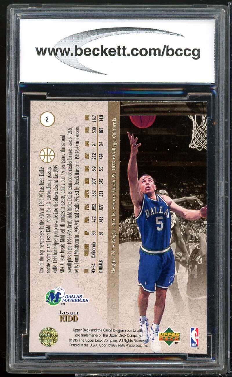 1994-95 SP #2 Jason Kidd Rookie Card BGS BCCG 10 Mint+ Image 2