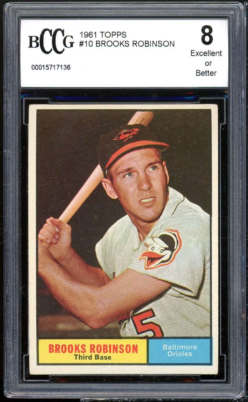 1961 Topps #10 Brooks Robinson Card BCCG 8 Excellent+ Image 1