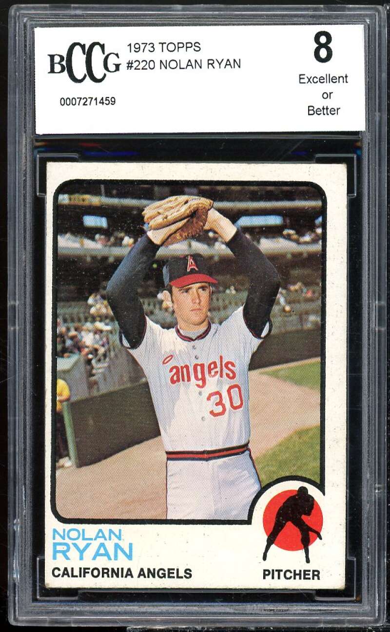 1973 Topps #220 Nolan Ryan Card BCCG 8 Excellent+ Image 1