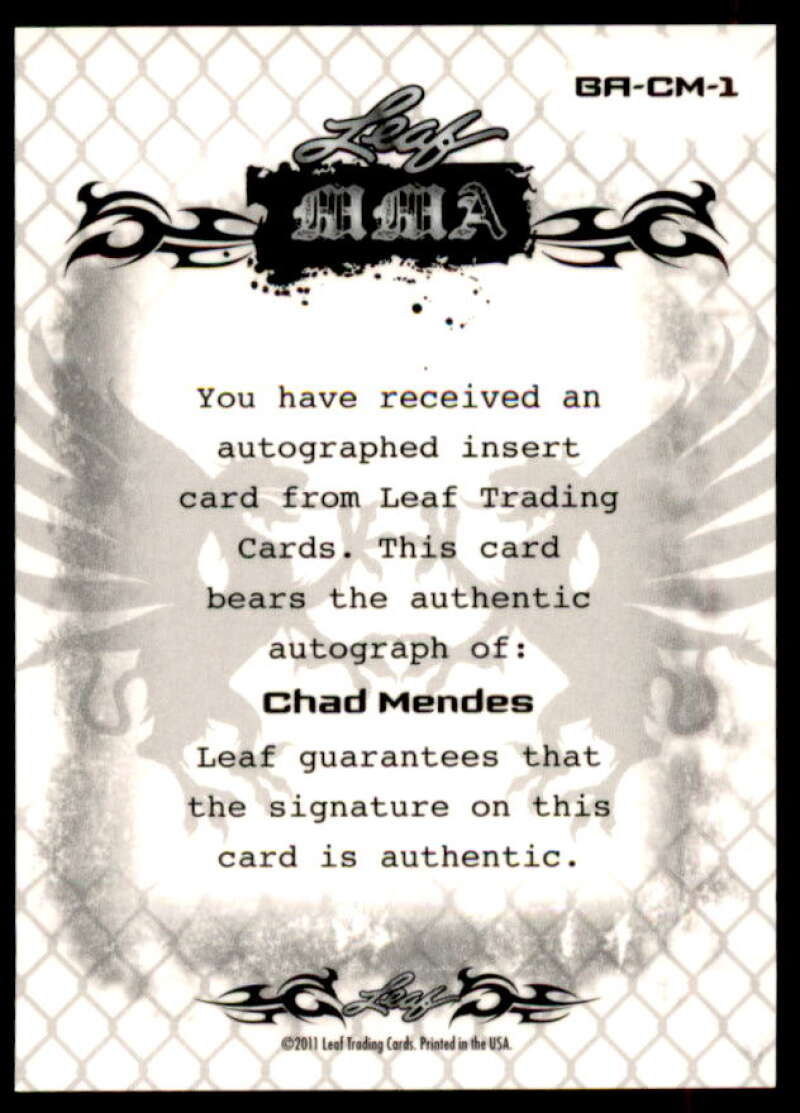 Chad Mendes Card 2011 Leaf MMA Metal #BACM1  Image 2