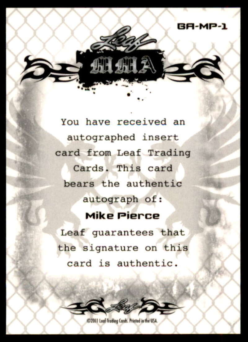 Mike Pierce Card 2011 Leaf MMA Metal #BAMP1  Image 2