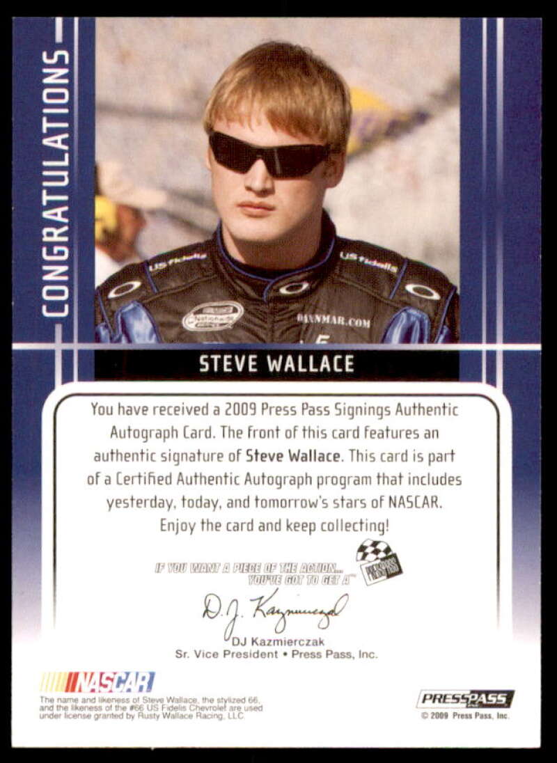 Steve Wallace NS Card 2009 Press Pass Signings Gold #54  Image 2