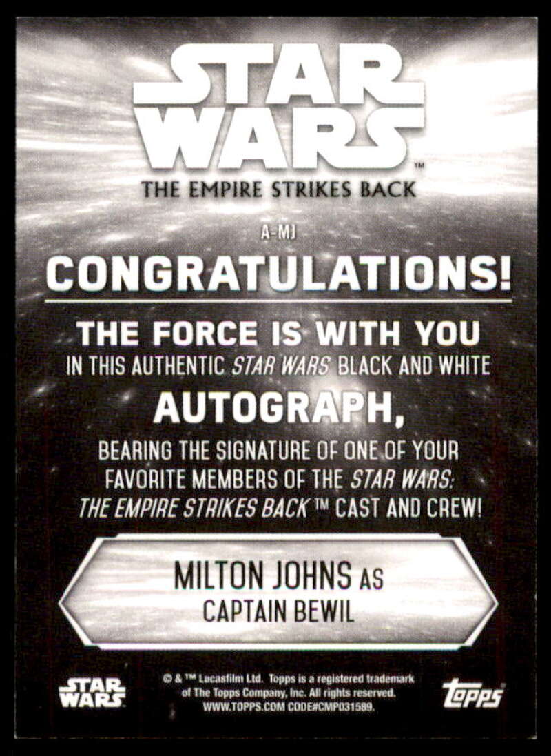 Milton Johns Captain Bewil Card 2019 Star Wars Black and White AU #AMJ  Image 2