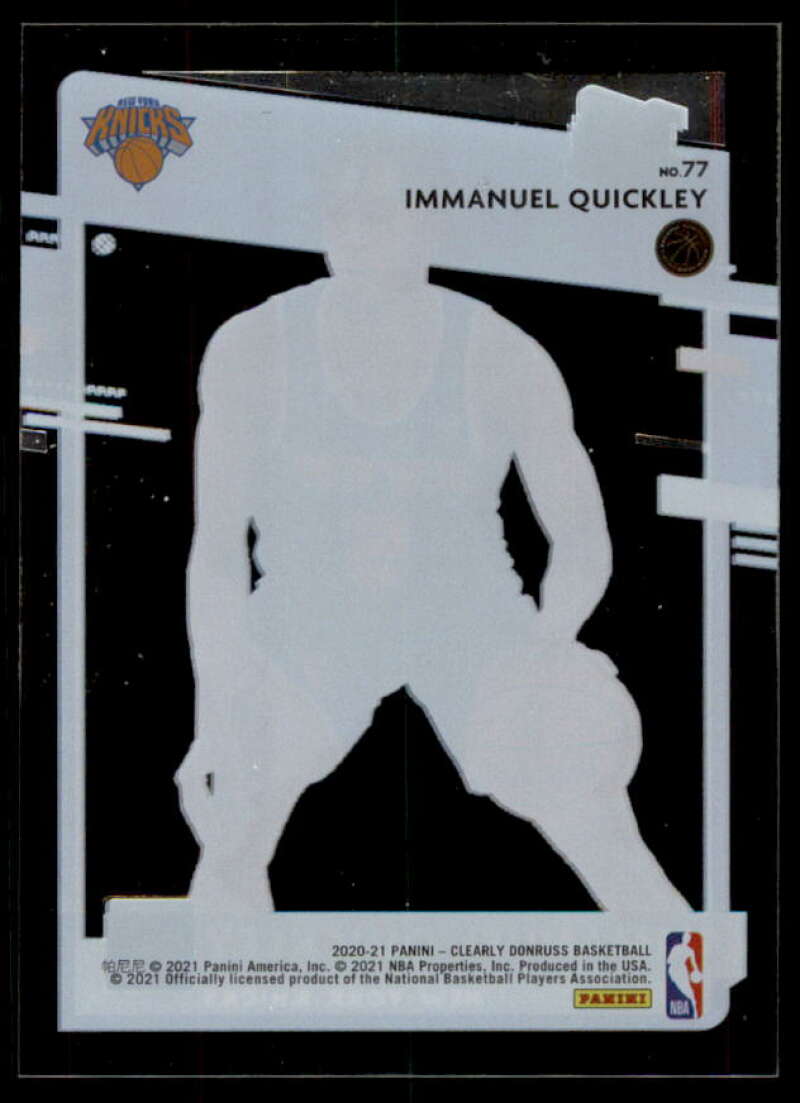 Immanuel Quickley RR Rookie Card 2020-21 Clearly Donruss #77  Image 2