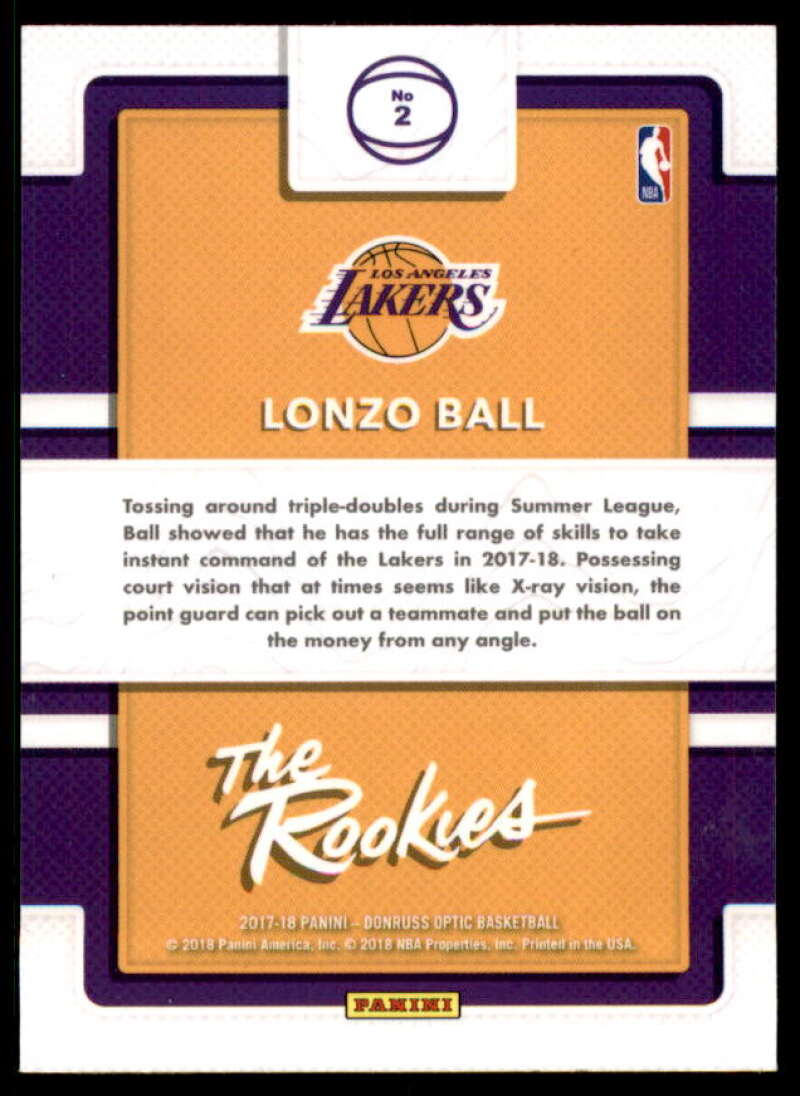 Lonzo Ball Rookie Card 2017-18 Donruss Optic The Rookies #2  Image 2