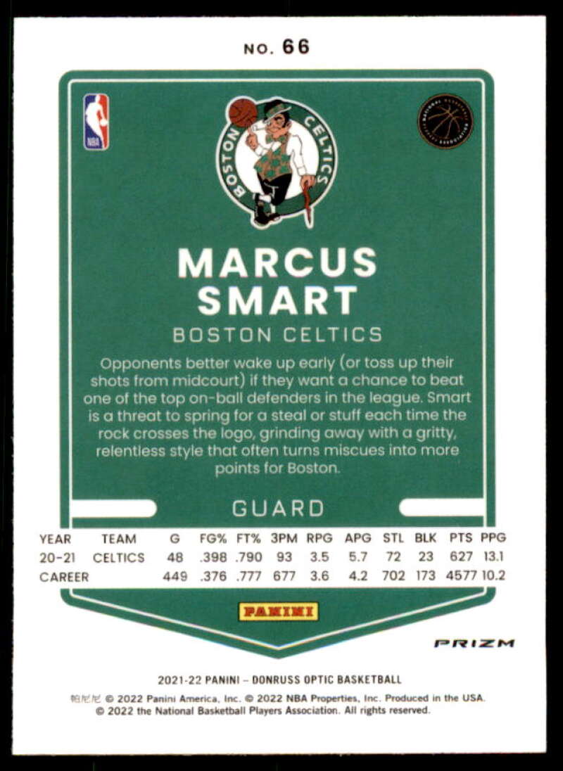 Marcus Smart Card 2021-22 Donruss Optic White Sparkle #66  Image 2