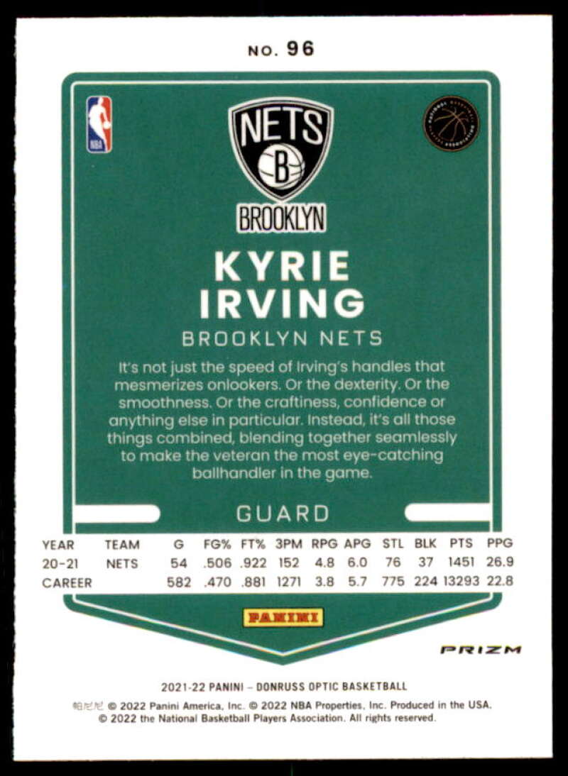 Kyrie Irving Card 2021-22 Donruss Optic White Sparkle #96  Image 2