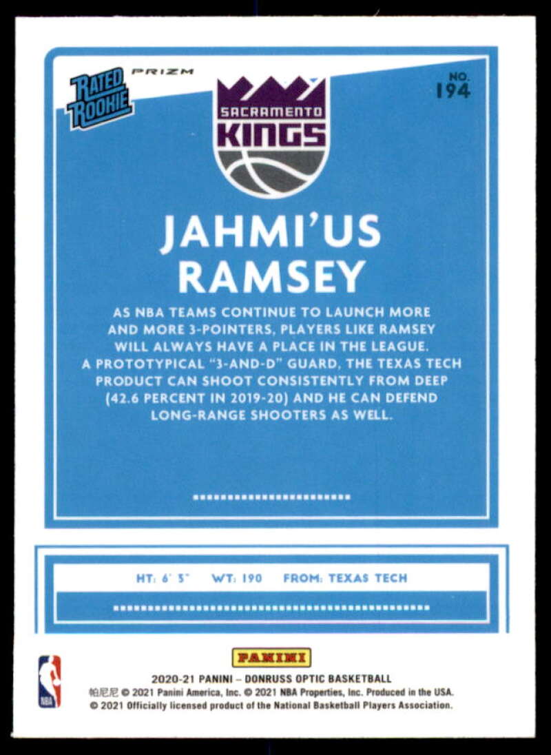 Jahmi'us Ramsey RR Rookie Card 2020-21 Donruss Optic Holo #194  Image 2