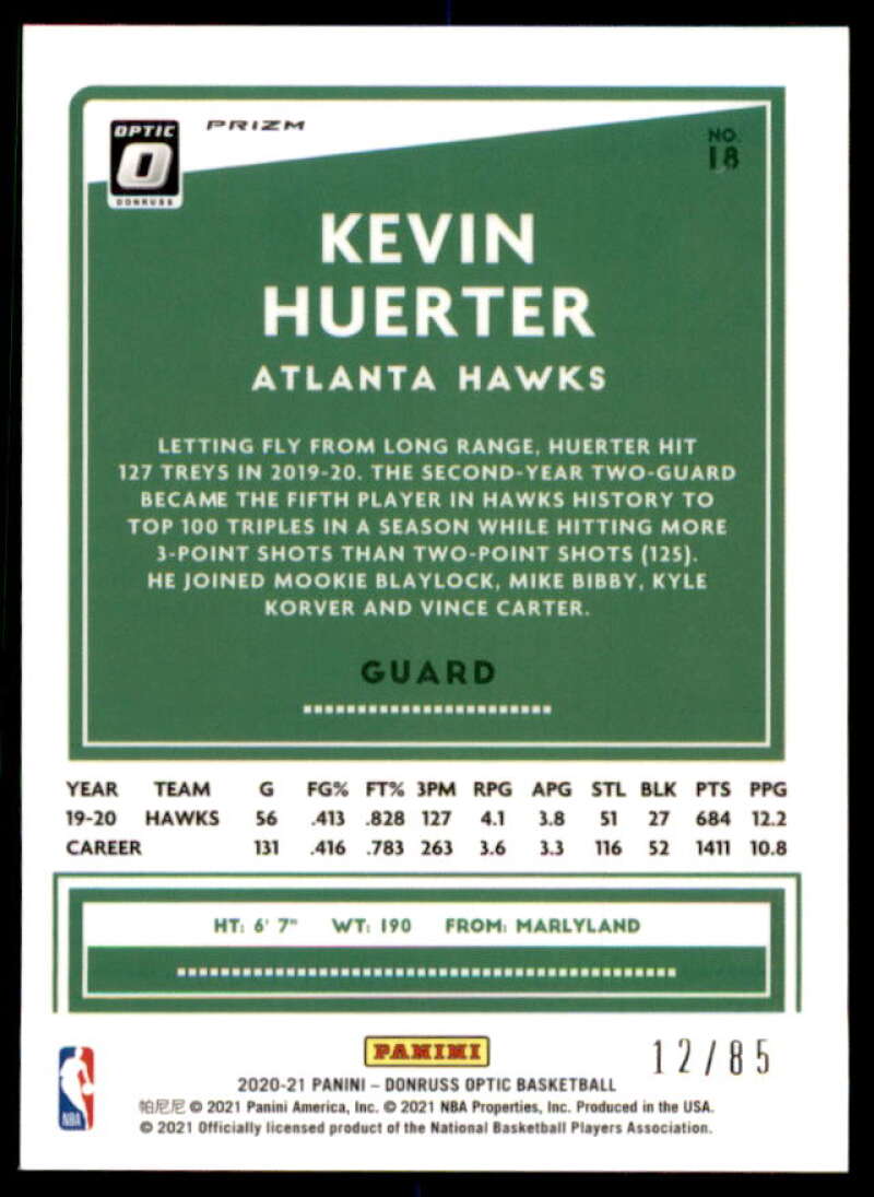 Kevin Huerter Card 2020-21 Donruss Optic Fast Break Red #18  Image 2