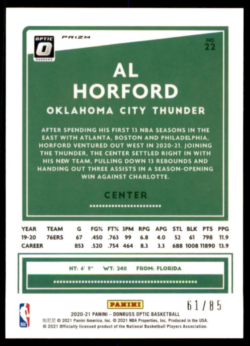 Al Horford Card 2020-21 Donruss Optic Fast Break Red #22  Image 2