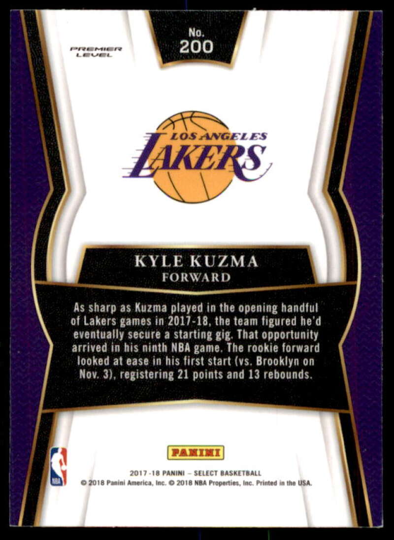 Kyle Kuzma RC Card 2017-18 Select #200  Image 2