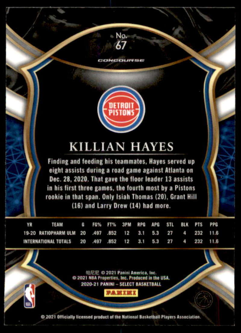 Killian Hayes Rookie Card 2020-21 Select Blue Retail #67  Image 2